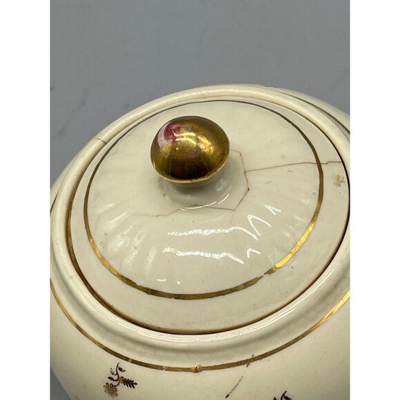 Tea pot & lid floral gold trim glass USA green red gold length 7" width 10" READ - Picture 10 of 10